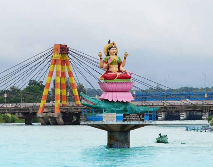 Haridwar, uttarakhand India September 22 2021: Ganga Idol in the river